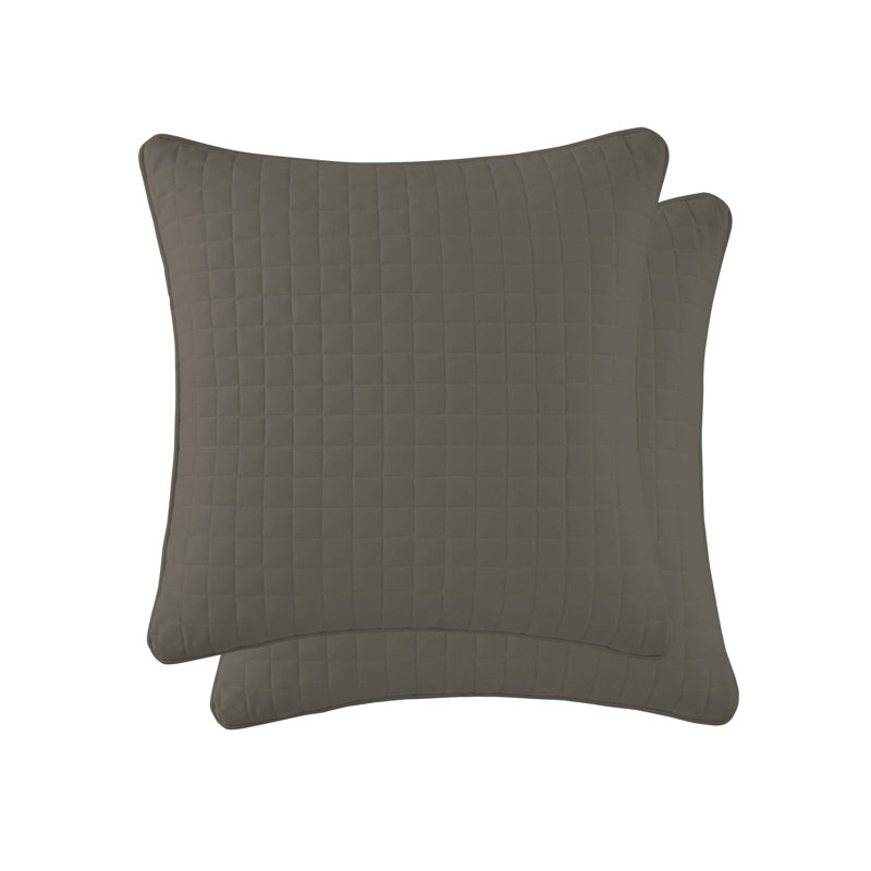 Southshore Fine Linens Vilano Quilted Sham Covers, Double-Brushed Microfiber Square-Stitched Pillow Shams with Piped Edges, Set of 2, 26" x 26" , Dark Taupe