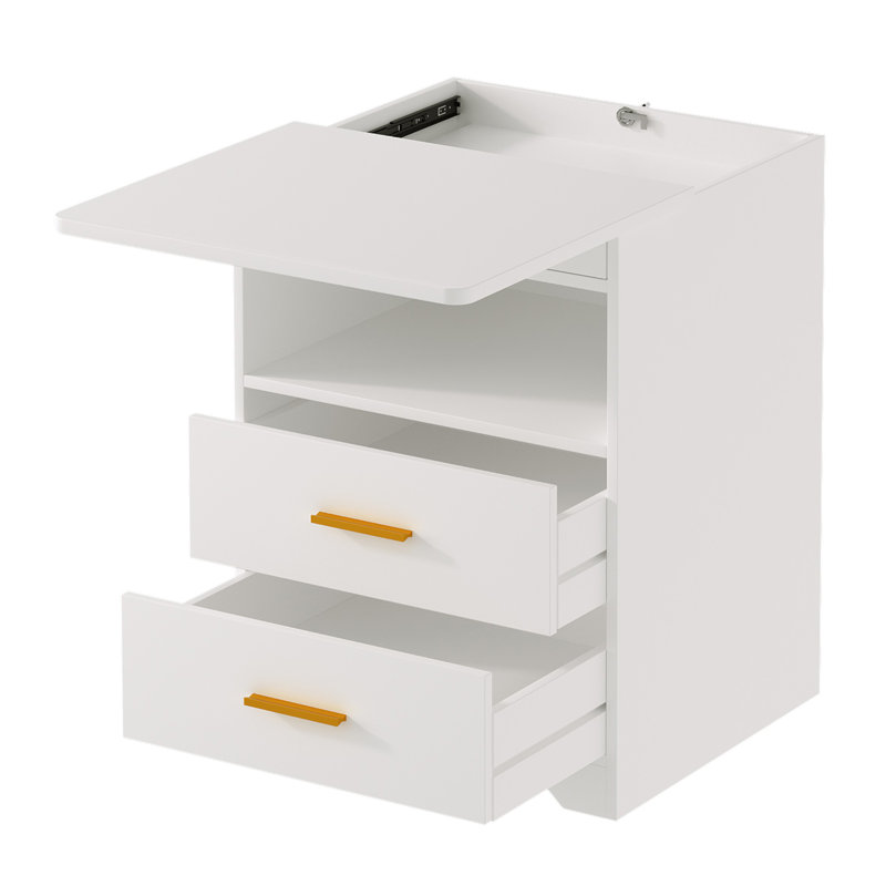 45cm W Manufactured Wood Bedside Table, White