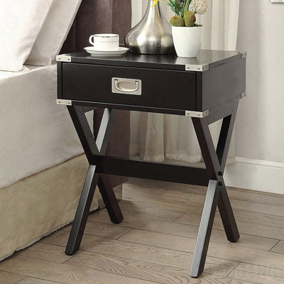 Table d'appoint avec coins en métal, noir