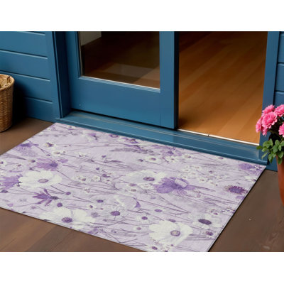 Tapis extérieur lavable et lilas 3 pi x 5 pi lavande et lilas