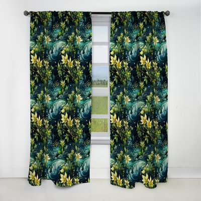 Natures Meditation Mediation I - Rideau floral - Rideau floral occultant en velours - 1 panneau