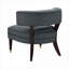 Fauteuil demi-tonneau de luxe en velours gris neutre avec cadre en bois massif pour le salon