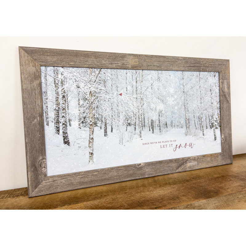 Let It Snow Birch Winter Trees Cardinal - cadre photo