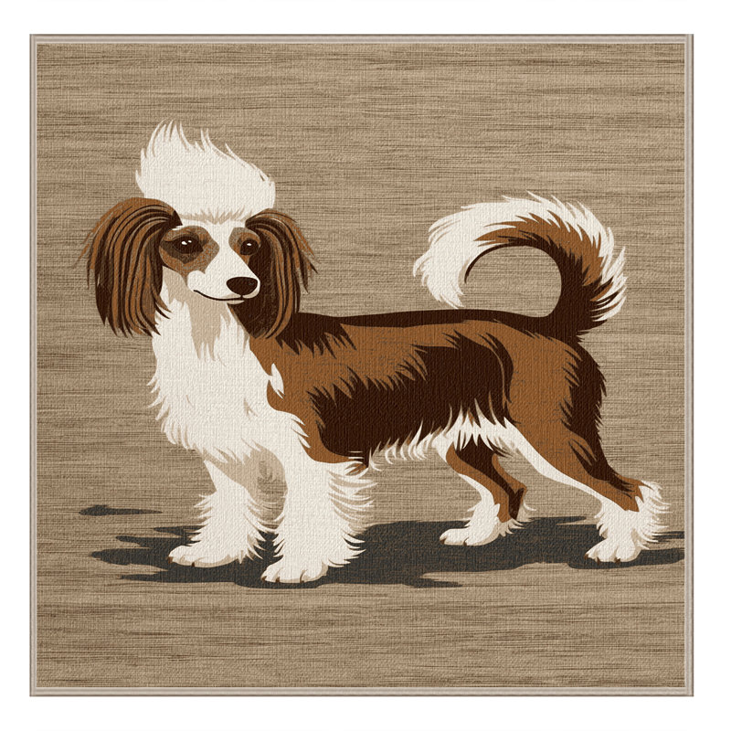 Washable Chinese Crested Dogs Area Rug, Square 8'