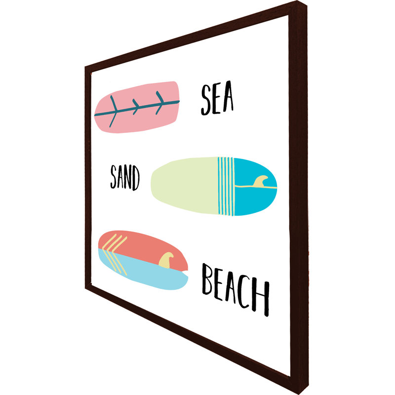 Sainz Sea, Sand, Surf, Beach - Single Picture Frame Print, Black Framed, 31cm H x 31cm W x 4cm D
