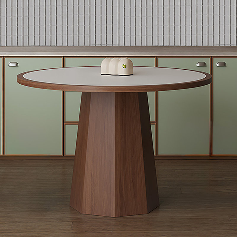 Table de salle à manger blanche et noyer, H 29,53 po x L 39,37 po x l 39,37 po