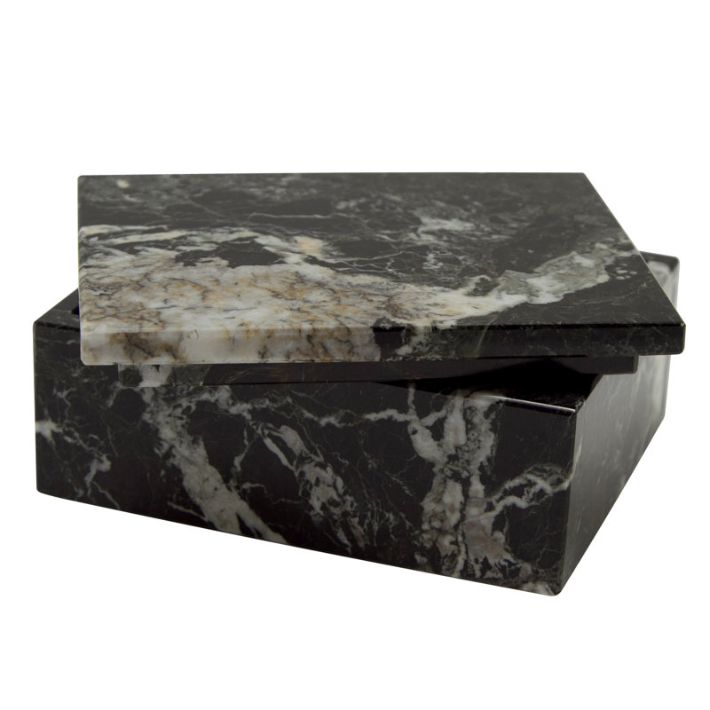 Allynn Marble Memory Box, Black Zebra Marble