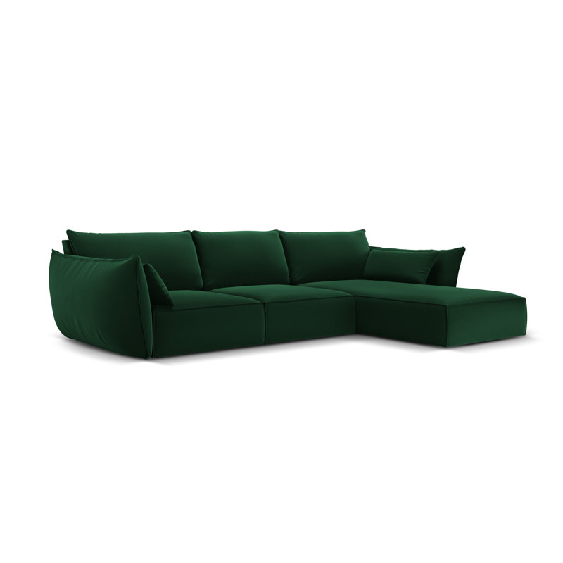 Adriona 4 Seater Corner Sofa , Right Hand Facing, Dark Green