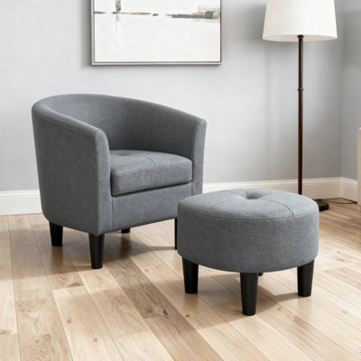 Accent Barrel Chair With Ottoman, Modern Comfy Armchair,reading Chair For Living Room,bedroom，reading Room