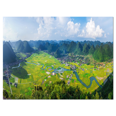 Rice Field Valley Vietnam Panorama Photographic Print on Wrapped Canvas
