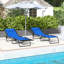 Chaise de plage supplémentaire - 4, filet respirant, méridienne extérieure bleue à 4 positions, siège en filet