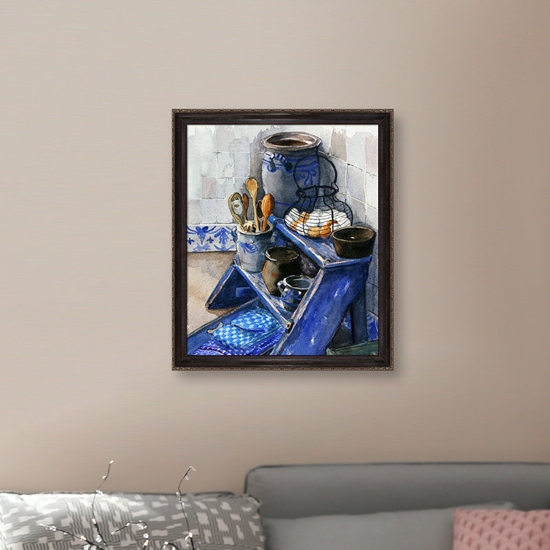 Reproduction d’art sur toile encadrée « Blue still » par Jolanda Van der Elst, H 27 po x l 23 po x p 2 po