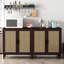 Armoire de rangement brune de 70 pouces avec quatre portes et tablettes réglables, support de charge solide, portes décoratives de buffet faciles à entretenir de 70 po, surface propre-911152953
