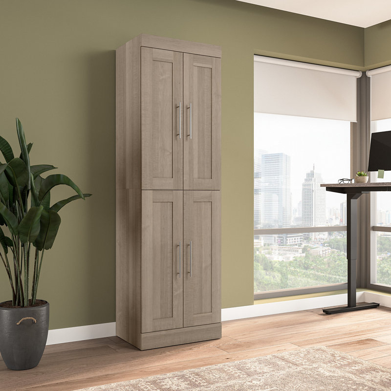 Arlex Shelving Unit with Doors, 84" H x 25" W x 19" D, Ash Gray