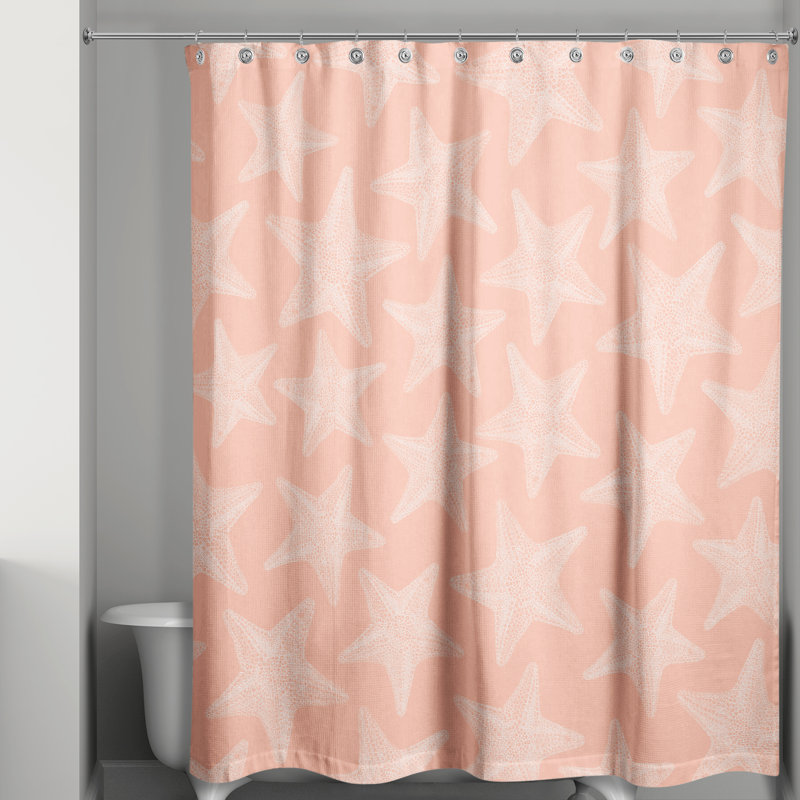 Rideau de douche simple Leeann, Corail