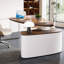 Nut-brown + Beige-white Free Form Solid + Manufactured Wood + Acrylic with 2 drawers desk-2077867436-2077867438