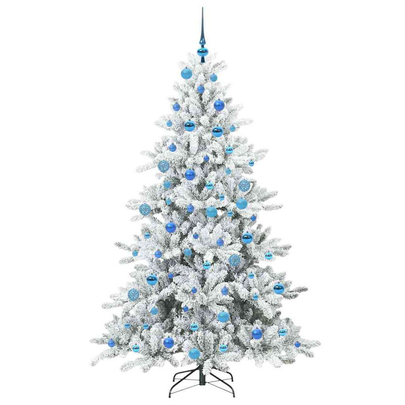 Artificial Hinged Christmas Tree with 300 LEDs, White/Blue, 5.91' H