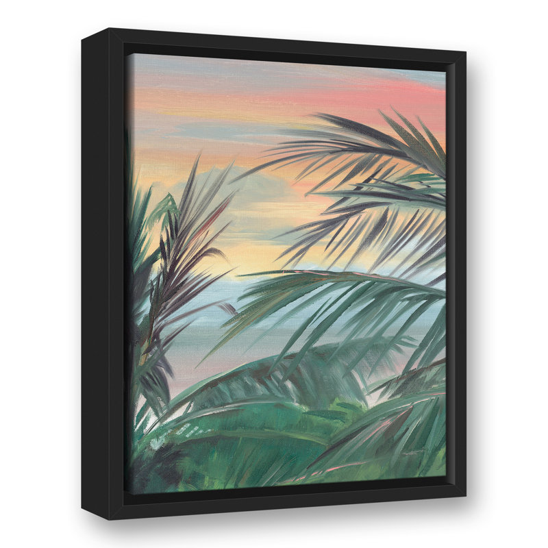 Coucher de soleil hawaïen sur toile, H 17,75 po x l 13,75 po x P 1,75 po, Cadre flottant