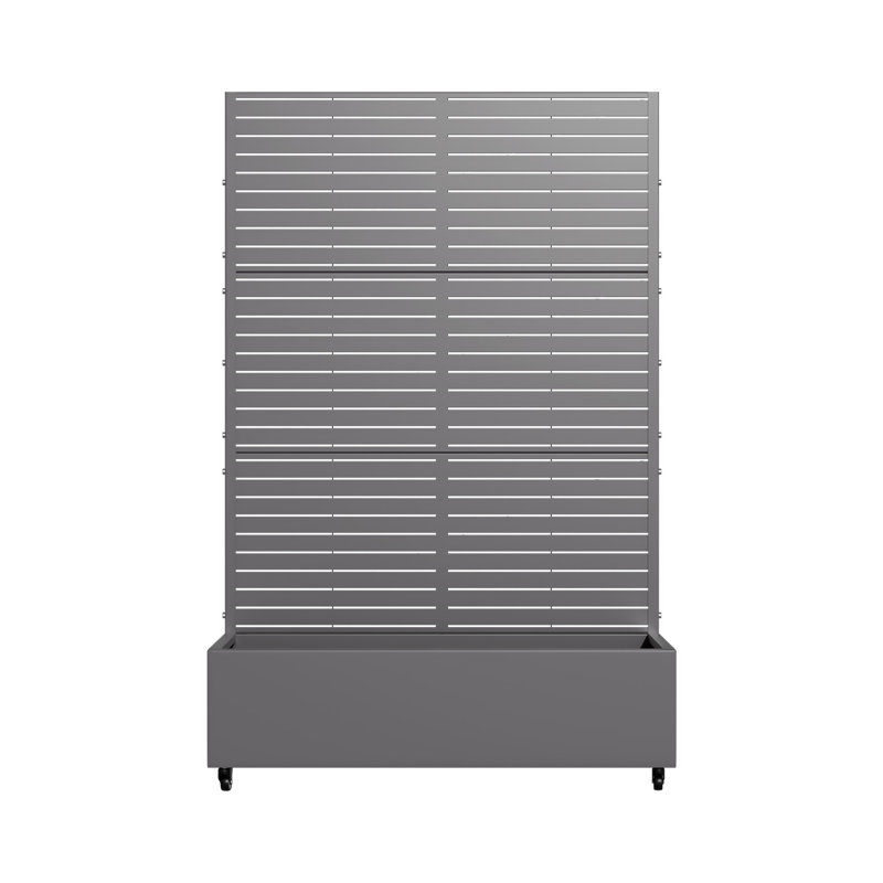 6 ft. H x 4 ft. W Metal Planter Box privacy screen Garden Bed with Trellis and Wheels - Gray, 73" H x 47" W x 16" D, Gray