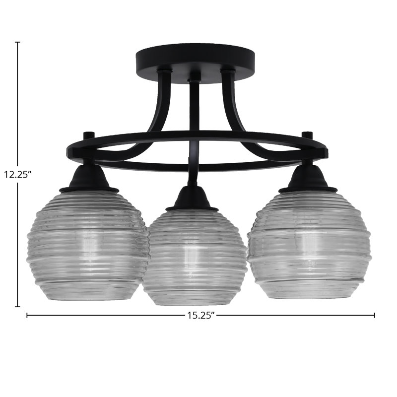Plafonnier semi-encastré 3 lumières Paramount, Gris clair