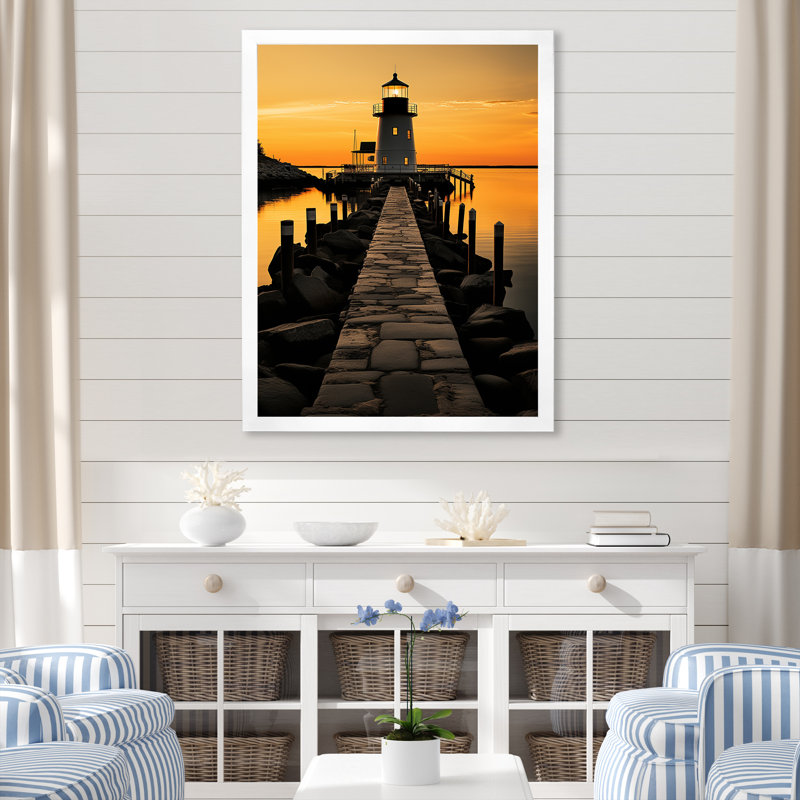 Port Maritime Solace II - Imprimé, H 32 po x l 16 po x P 1 po, Cadre photo blanc