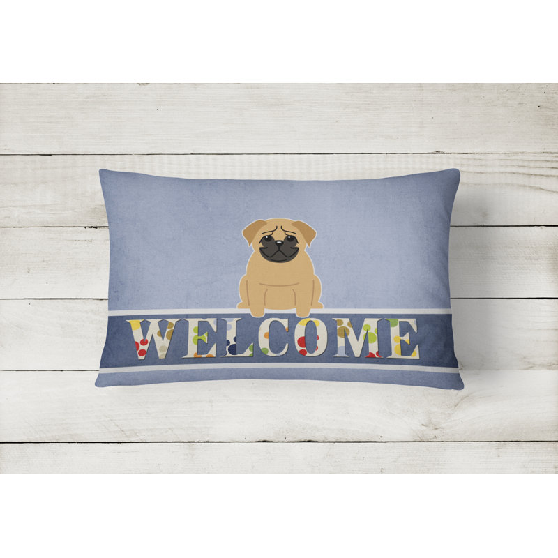  Coussin Pug Welcome, Brun