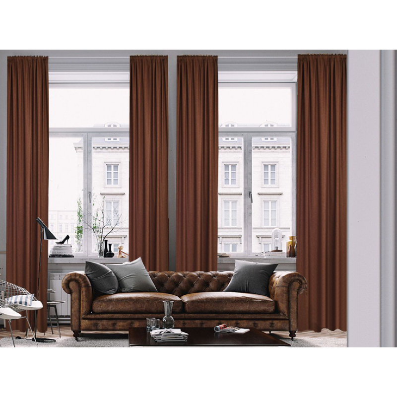 Rideau simple occultant doublé, Brun, L 52 po x L 288 po