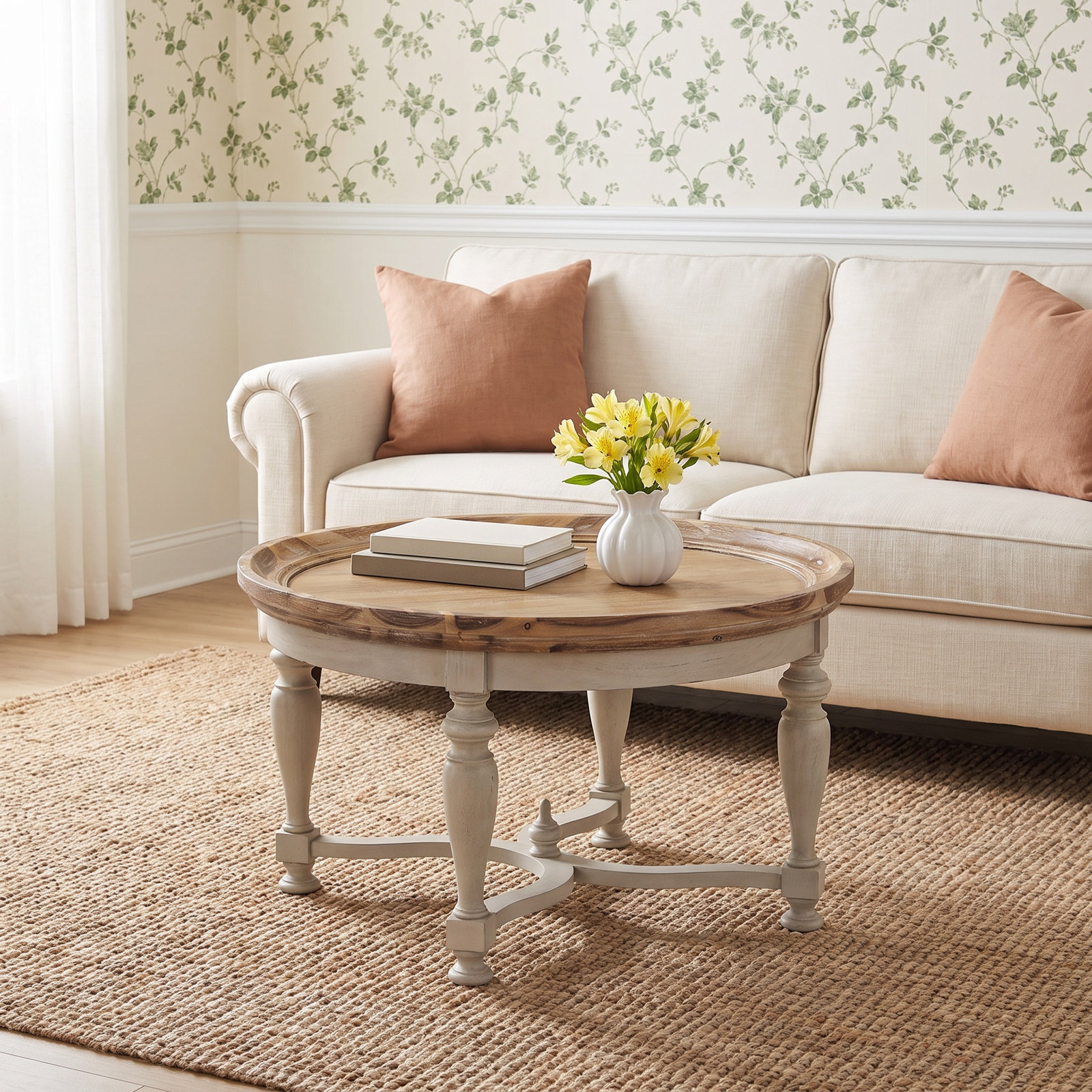 Isah Round Coffee Table Stonewash/ Mist Grey, Shadow Gray