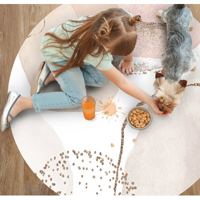 Sady Vinyl Machine Printed Area Rug