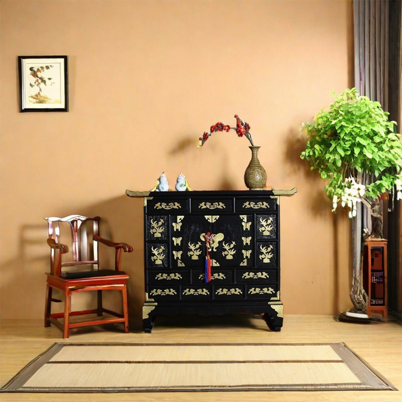 Armoire élégante à deux portes et trois tiroirs, Noir, noir, noir, noir