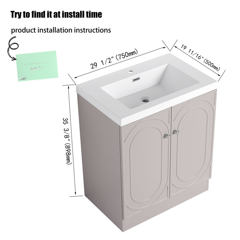 Meuble-lavabo sur pied simple de 30 po avec comptoir en résine