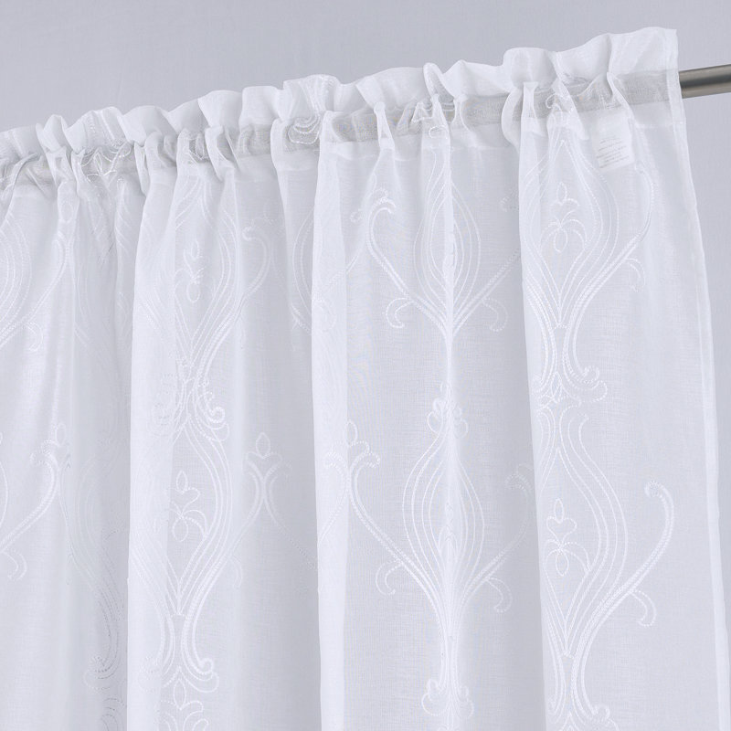 Ensemble de rideau brodé Danelys, Blanc