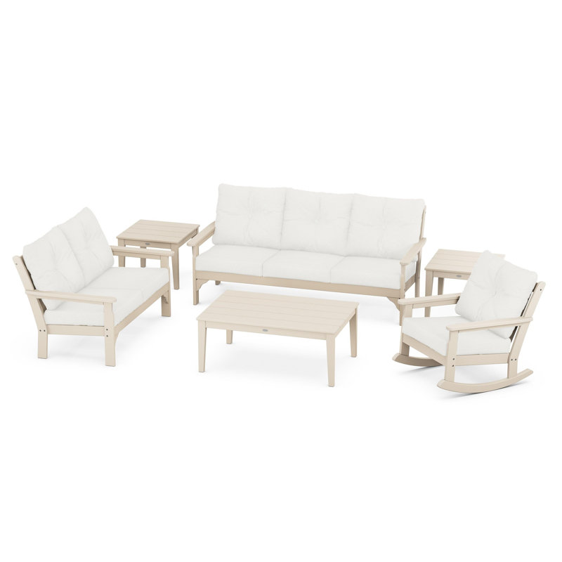 Vineyard 6-Piece Deep Seating Set, Sand, Natural Linen