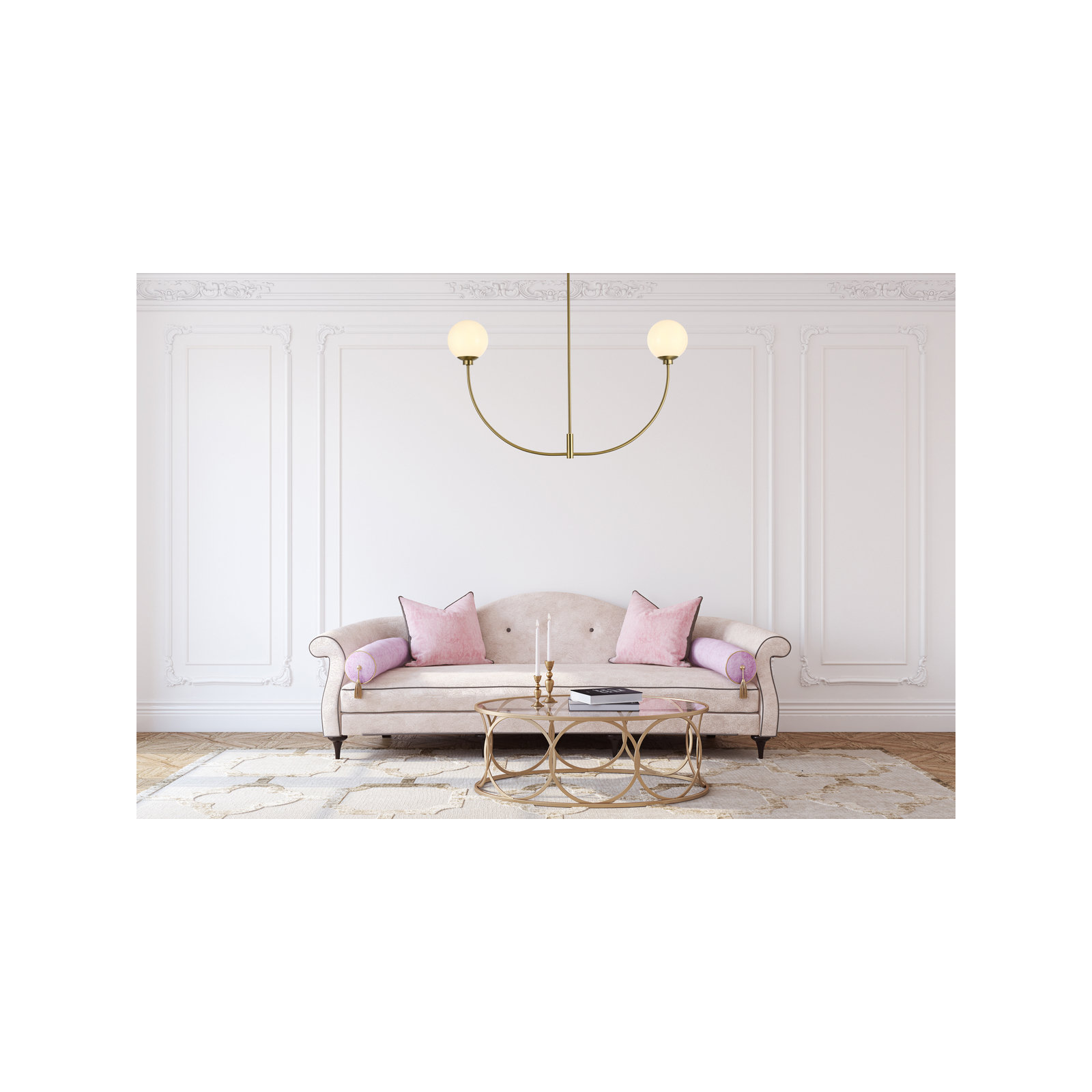 Kyle 2 - Light Metal Chandelier, 24" H x 42" W x 7" D, Satin Gold