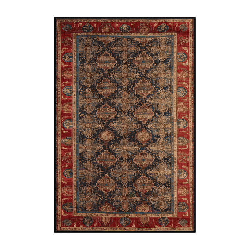 Machine Washable Art Deco Brown Area Rug, Rectangle 3' x 5'