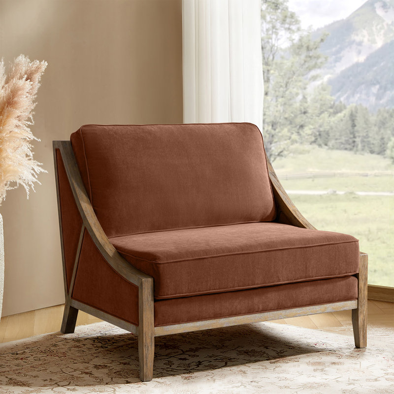 Fauteuil d'appoint en bois massif surdimensionné 37,5 po Theoren, Burn Brick
