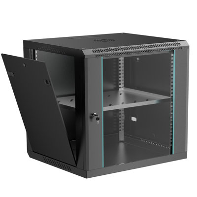 15u Wall Mount Network Server Cabinet For It Equipment，Network Rack Enclosure with Lockable Glass Door & Removable Side Panel