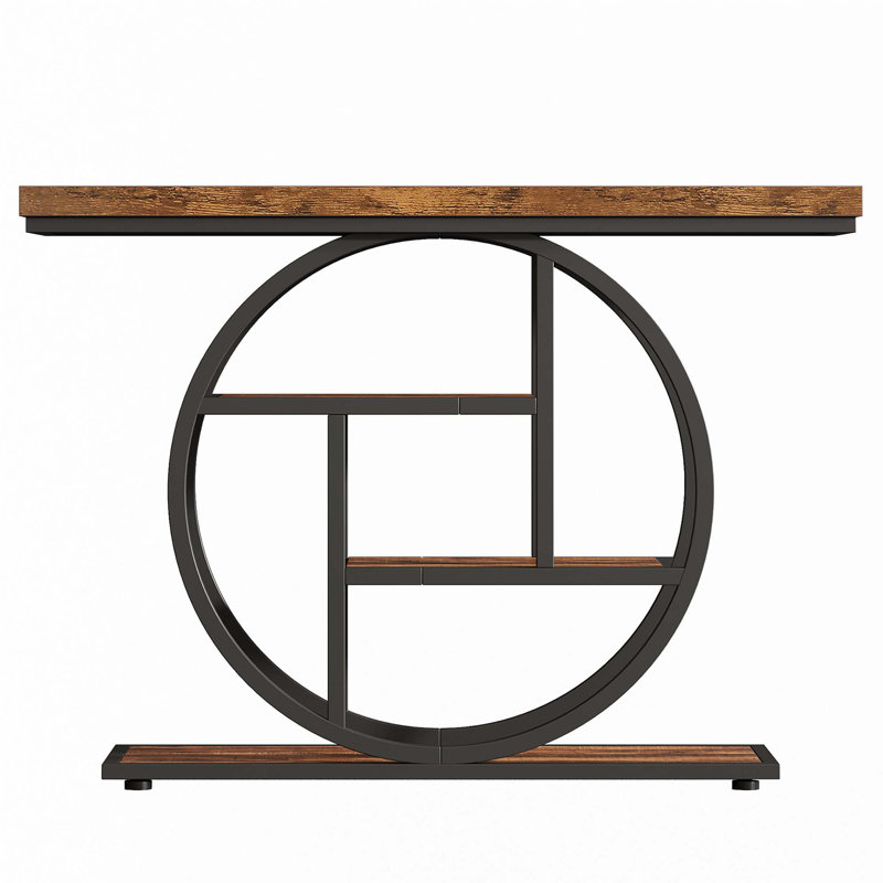 41.3" Industrial Console Table, Rustic Brown/Black