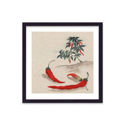 Vintage Japanese Vegetable Red Chilli by Vouvart - Single Picture Frame Print