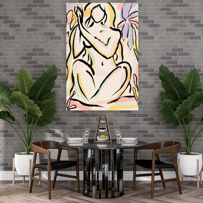 Whimsical Serenity Abstract Colorful Contemporary Flower Wall Art Print, 152.4cm H x 101.6cm W