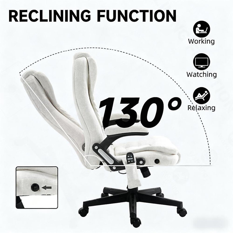Chaise de bureau de massage à haut dossier avec chaleur, fonction inclinable et vibration à six points pour un confort ultime.