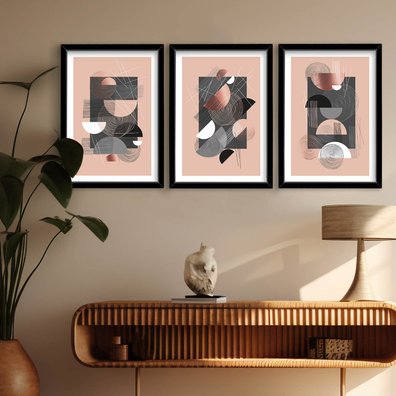 Elegant Decorative Framed MDF Paintings (3 Pieces), 15.0 x 20.9 Inches | 100% MDF with 0.11-Inch Thickness, 100% Wooden Frame with 0.87-Inch Thickness | Perfect for Home Décor, Living Room & Office Spaces