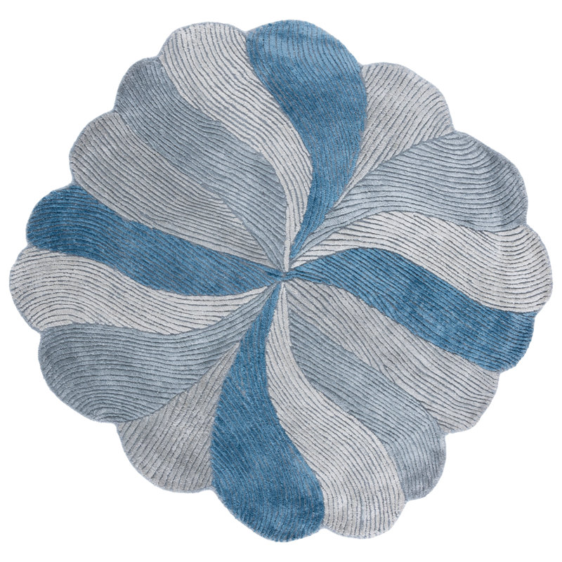 Tapis d'intérieur abstrait en laine, coton et laine touffetée à la main Fifth Avenue, Rond 3 pi