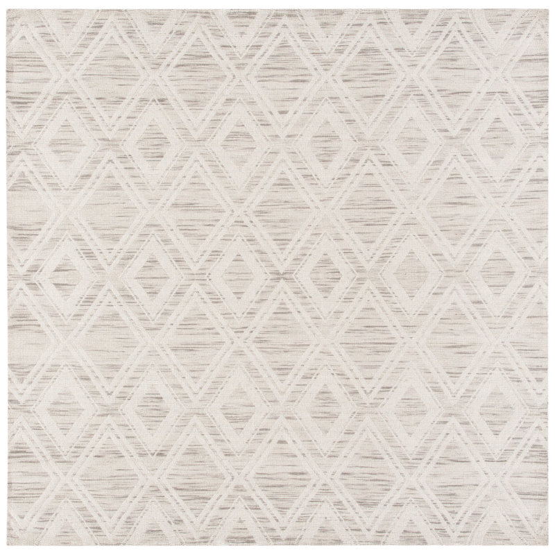 Amritpal Hand Loomed Wool And Cotton With Latex Geometric Rug, Square 6'