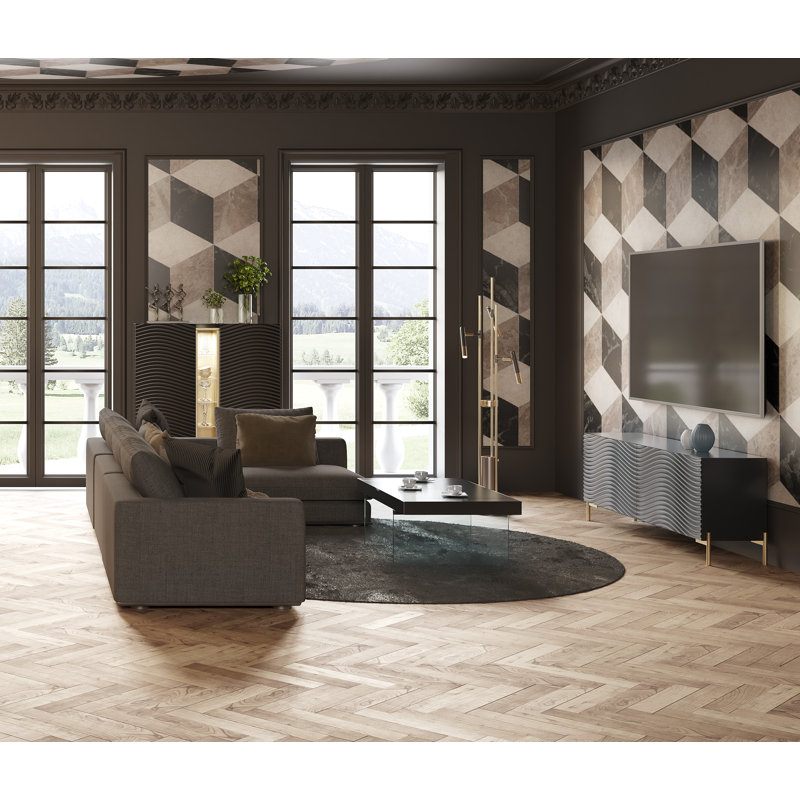 MX02 Tempered Glass Top Coffee Table, 18" H x 47" L x 36" W