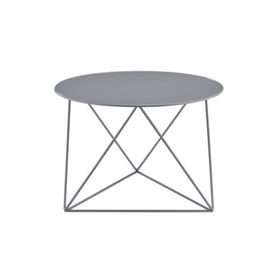 Gray Metal Utility Table With Round Top And Stylish Triangle Legs For Any Room Style Display Accent Tabletop Home Office Function