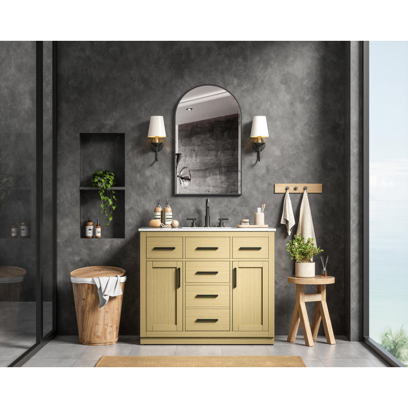 Ensemble de meuble-lavabo simple 42 po Ahner, Brun miel