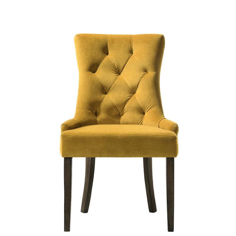 Paire de velours jaune et chaise d'appoint - Revêtement confortable, dossier classique, garniture cloutée chic, qualité de fabrication sophistiquée, décoration, construction