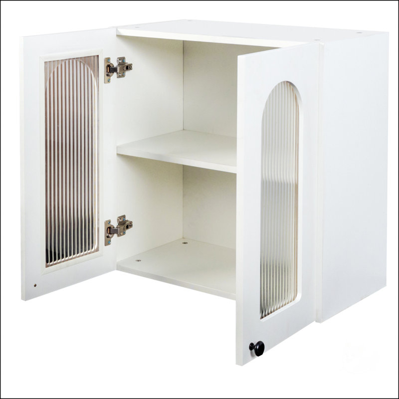 Armoire murale arquée à porte en verre avec tablettes réglables, parfaite pour le rangement dans la cuisine, la salle de bain et le salon