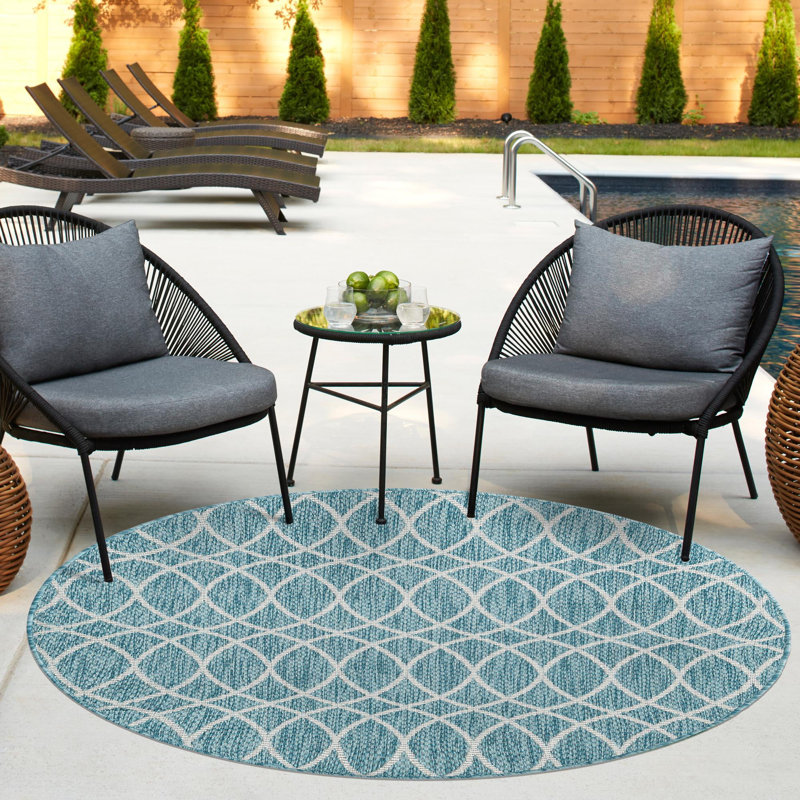 Tapis d'extérieur à treillis léger Aqua_Unique, Rond 10 pi